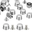 PATIKIL 7x9x10mm 洋服用 12セット メタルボタン スクリューキット フラットヘッドリベットスクリューボタン DIYレザーバ レルスタッズハード...