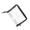 PATIKIL A7 ブリングクリアバインダーカバー ジッパー付き 柔軟なPVC製ルーズリーフバインダープロテクター DIY会議ノートブックフォルダー用 黒