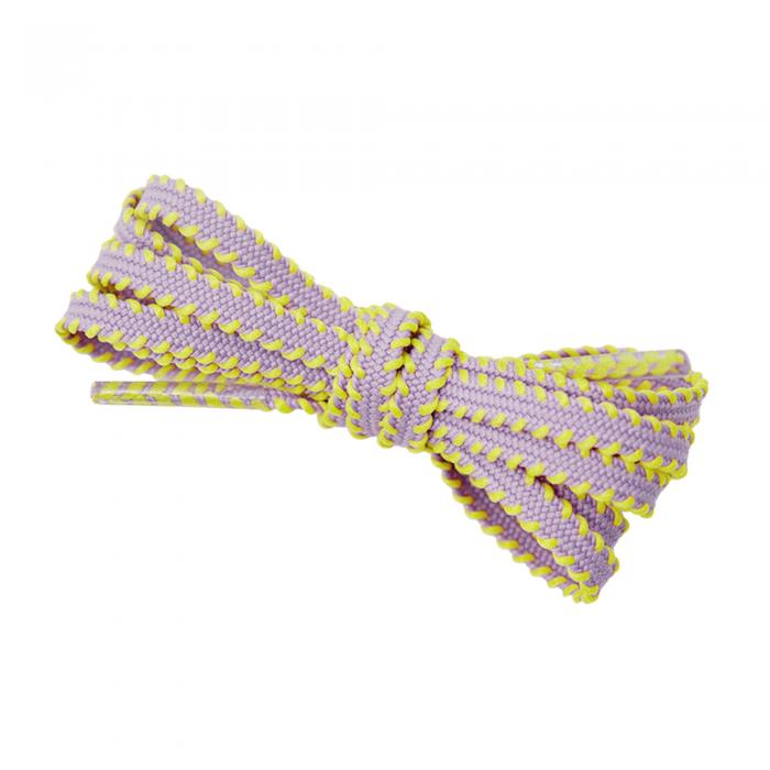 Elerevyo Flat Colorful Shoelaces Work Boot Laces Fashion Shoe Laces for Sneakers 2 Pairs Light Purple-Yellow 140cm/55.12"