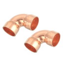 uxcell 0.59インチ 90度エルボー短回転銅パイプフィッティングコネクター(スウェットソルダー接続)2個セット 配管用 29.5x29.5mm