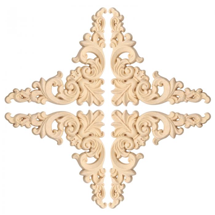 uxcell 木彫りアップリケオンレイ 8x8 cm/3.1x3.1 in 塗装されていない小さな木製の角飾り キャビネット 壁 ドア チェスト ドレッサー ナ...