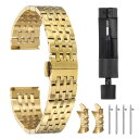 uxcell ステンレススチール製腕時計バンド 18mm ダブルプレス バタフライ クラ スプ メタル ソリッドスチールチェーン 腕時計ストラップ 交換用 カー...