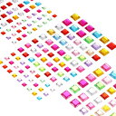 uxcell 420枚の宝石ステッカー クラフト用 5シート 粘着性宝石 ピカピカ スクエア ラインストーン ステッカー 水晶 クラフト 宝石 ステッカー パー...