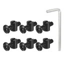 uxcell 12個 六角ソケットヘッドボルトバケットナット M6 x 25mmソケット家具ベッドボルトバケットナット 椅子やベッド用 レンチ付き 黒
