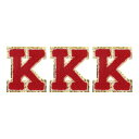uxcell シェニール文字 Kパッチ ラージサイズ 82 mm x 70 mm アイロン接着文字 Kパッチ 金色のグリッター刺繍パッチ 衣類 靴 帽子 バックパック用 レッド 3個