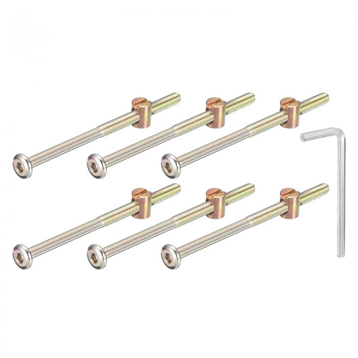 uxcell 10個セット 六角ソケットヘッドボルトバケットナット M6 x 100mm ソケット家具ベッドボルトバケットナット チェア用 ブロンズカラー