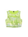 Allegra K タンクトップ クロップトップ 光沢 メタリック ノースリーブ カットアウト パーティー レディース 光沢のある緑 XS