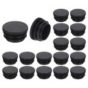 uxcell 18個入り 丸いプラスチックプラグ 黒チューブエンドキャッププラグ 35mm(1.38インチ) 家具脚パイプ挿入 椅子 ソファ テーブル 棚 保護に最適
