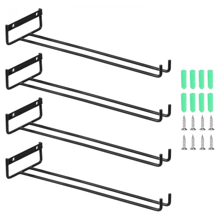 uxcell ワイングラスラック4個セット 11.81"のアイアン製ワイングラスラック キャビネット下のステムウ..