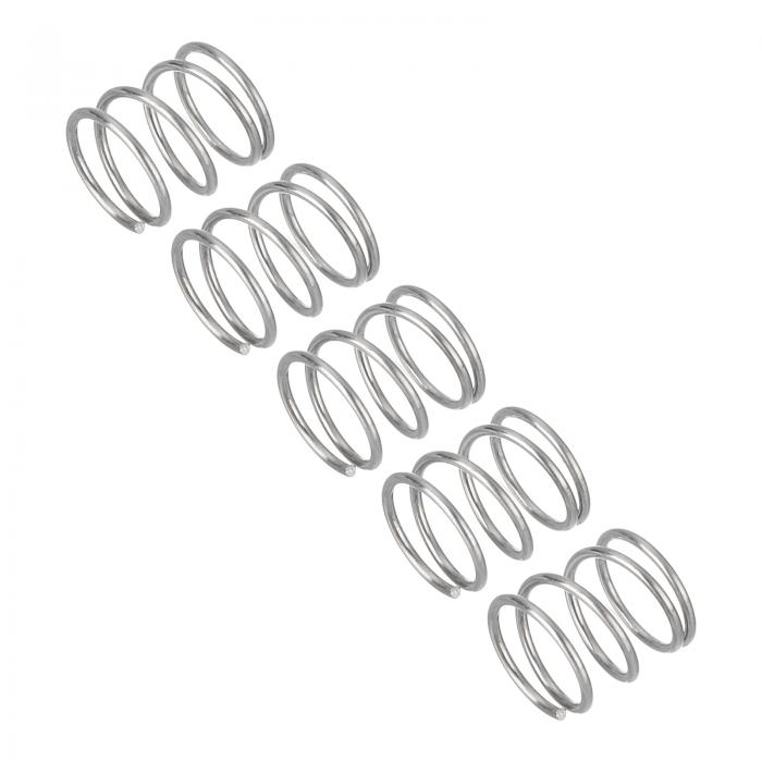 uxcell 5個セット圧縮スプリング ワイヤー直径0.6mm 外径7mm 自由長5mm 304ステンレス鋼製コイル機械的な圧縮スプリング シルバー