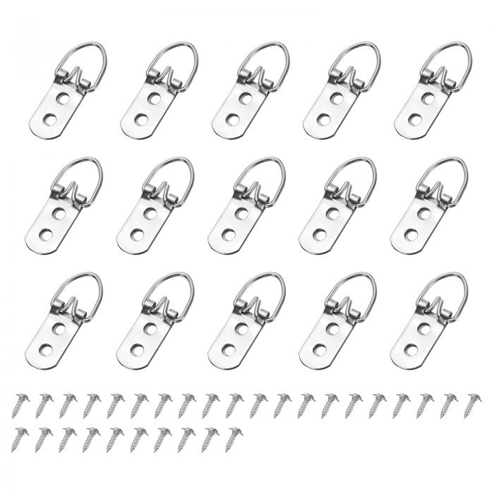 uxcell 15個入りのDリングピクチャーハンガーとネジ ダブルホールピクチャーハンギングハードウェア アートワーク 絵画 写真 フレーム用のピクチャーフック...