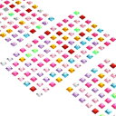 uxcell 455枚の宝石ステッカー クラフト用 5シート 粘着式宝石 ピカピカ光る四角形ラインストーンステッカー 水晶クラフト宝石ステッカー パーティーテー...