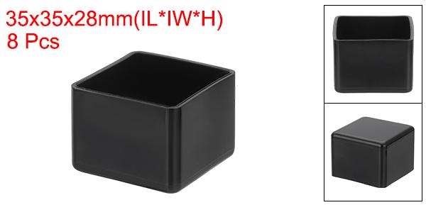 uxcell 8個セットのチェアレッグキャップ 1-3/8"x1-3/8" PVC製の滑り止めフロアプロテクター 家具用の四角いチェアレッグカバー 黒色