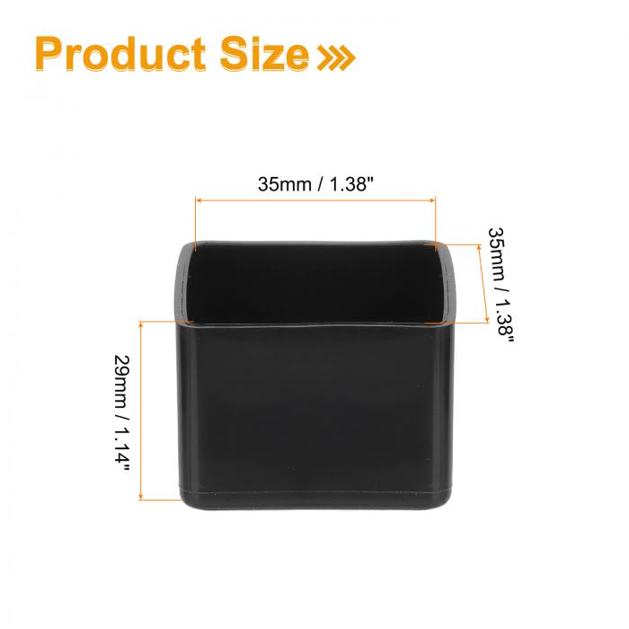 uxcell 8個セットのチェアレッグキャップ 1-3/8"x1-3/8" PVC製の滑り止めフロアプロテクター 家具用の四角いチェアレッグカバー 黒色