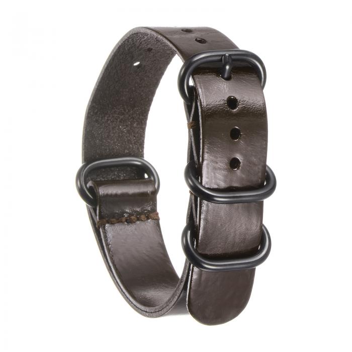 uxcell 18mmクイックリリースソフト交換用時計バンド 黒ステンレススチールメタル5リングバックル付きの本物のレザー時計バンド 男性用女性用 ダーク茶色