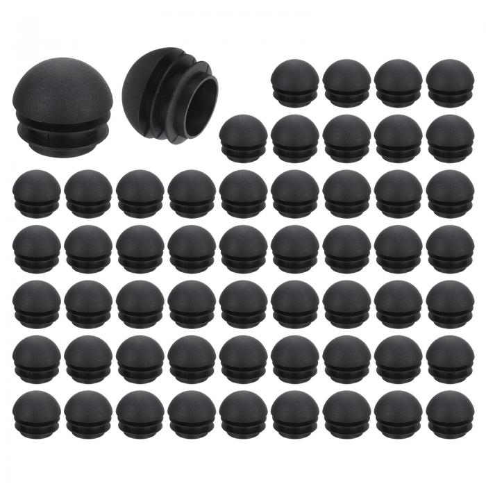 uxcell 56個 丸いプラスチックプラグ 黒チューブエンドキャッププラグ 25mm(0.98インチ)家具脚パイプ挿入 椅子 ソファ テーブル 棚 保護用