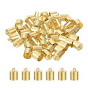 uxcell 50個のレザーコードエンドキャップ 10mm ODカラムバ レルターミネーター レザーブレスレットタッセルのDIY製作用 ライト金色