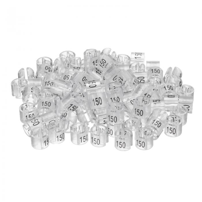 uxcell 160 個 衣類ハンガーマーカー 150 番号タグ 3.5mm ロッド 衣類サイズ ハンガークリップに適合 衣類色分けラベル 衣類ハンガー用 透明