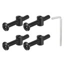 uxcell 4個セット 六角ソケットヘッドボルトバケットナット M6 x 50mm ソケット家具ベッドボルトバケットナットとレンチ 椅子やベッド用 黒