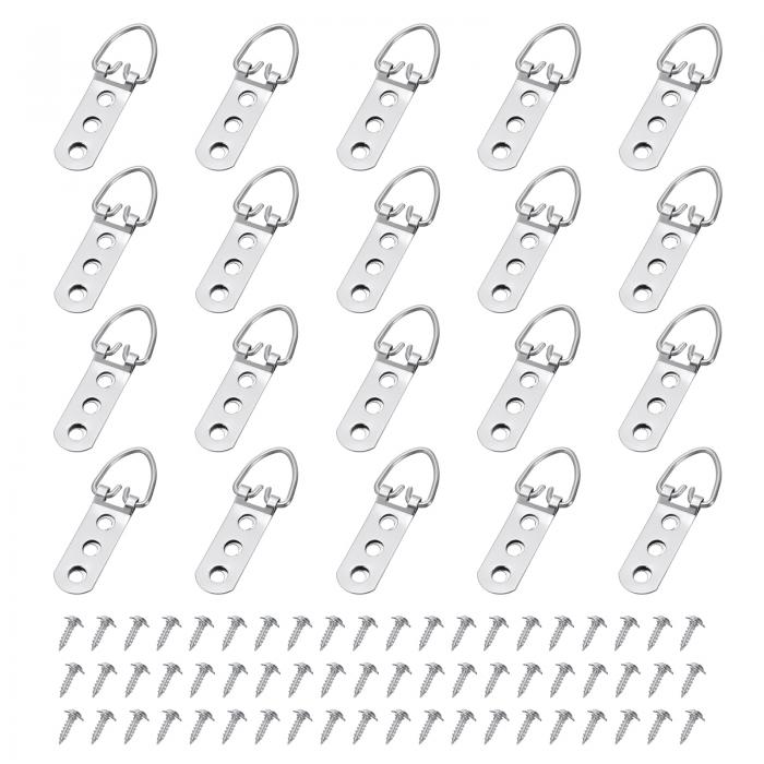 uxcell 30個のDリングピクチャーハンガーとネジ 3つの穴付きピクチャーハンギングハードウェア アートワーク 絵画 写真 フレーム用のピクチャーフック ピ...
