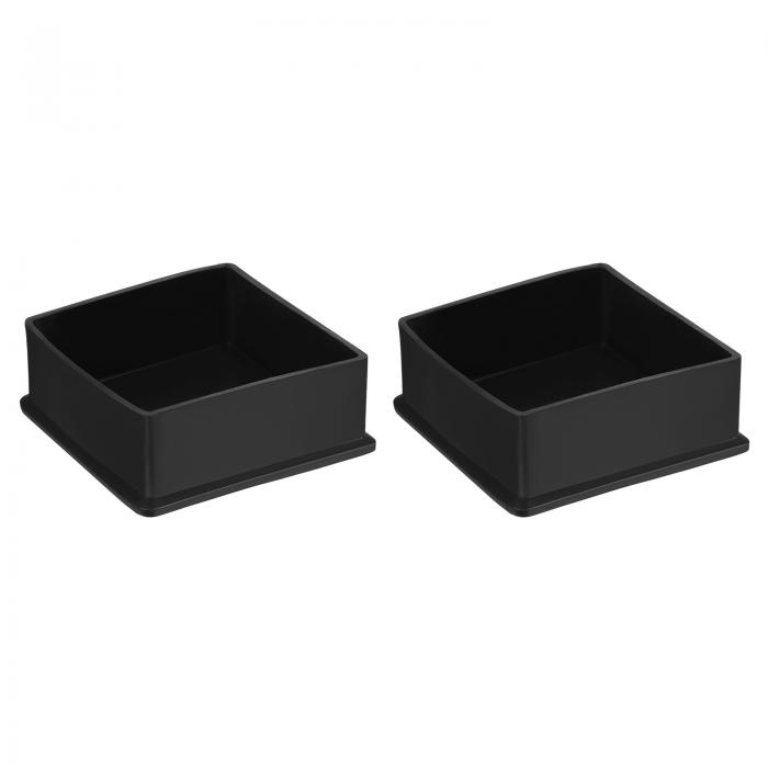 uxcell 2個セットのPVC製正方形チェアレッグキャップ 75mm x 75mm OD 黒家具用フィートパッド テーブルフットカバーキャップ 床保護用