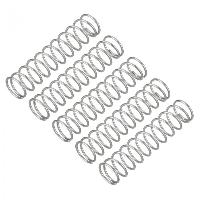 uxcell 5個セット圧縮スプリング ワイヤー直径0.9mm 外径10mm 自由長45mm 304ステンレス鋼製コイル機械的な圧縮スプリング シルバー色