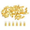 uxcell 50個のレザーコードエンドキャップ 4mm ODコラムバ レルターミネータ 金色トーン