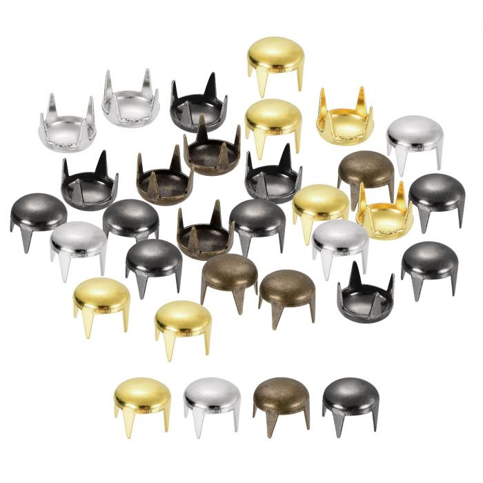 uxcell 80個入りのミックスカラーのラウンドドームリベット 6mm真鍮ス パイ クスタッズスポットパンクロ ックネイルヘッドクロービーズアソートキット D...