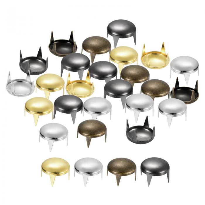 uxcell 160個のミックスカラーのラウンドドームリベット 10mmの真鍮ス パイ クスタッズスポット パンクロ ックのネイルヘッドクロービーズアソートキッ...