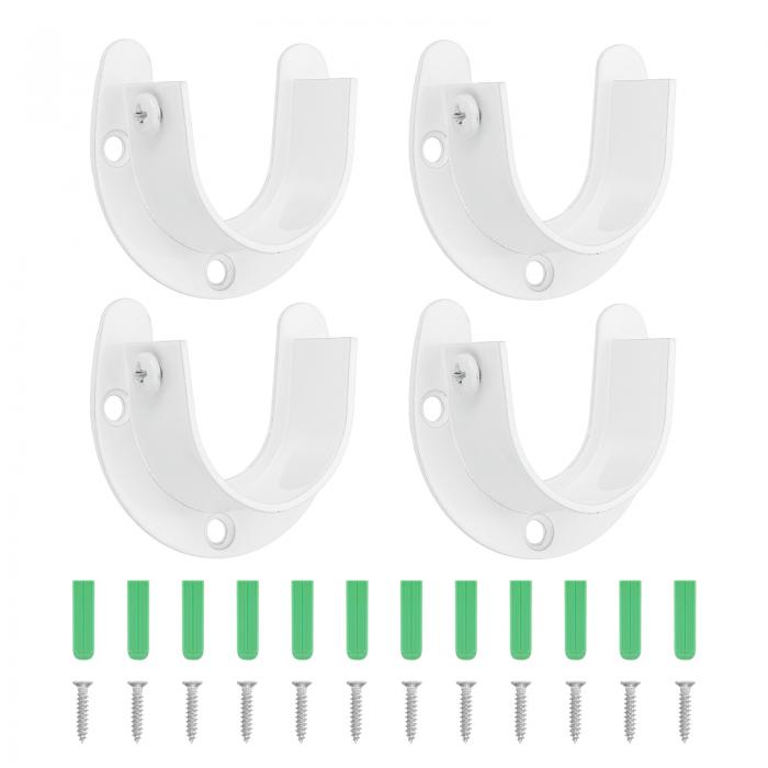 uxcell クローゼットロッドブ ラケット 4個セット ステンレス製U字フランジクローゼットホルダー 32mm径ロッド用ロッドエンドサポートブ ラケット ホワイト