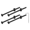 uxcell 4個セット 六角ソケットヘッドボルトバケットナット M6 x 120mm ソケット家具ベッドボルトバケットナットとレンチ チェアやベッド用 黒
