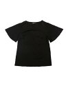 Allegra K 半袖 ブラウス Tシャ 無地 春 フラッタースリーブ トップス ラウンドネック レディース ブラック S