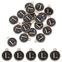 uxcell アルファベットL文字チャ ーム 両面エナメルイニシャルアルファベットペンダント 黒 ネックレス ブレスレット イヤリング 宝石メイキング用 20個...