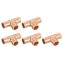 uxcell 5個セット 0.24インチ ティーカッパーフィッティング ティーシェイプ接続部品 はんだ付け接続用 配管用 24.5x15mm
