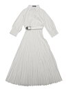 Allegra K ドレッシー カジュアルプリーツドレス レディース カラーVネックベルト付きマキシドレス ホワイト XS(4)