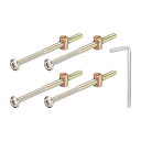 uxcell 4個セット 六角ソケットヘッドボルトバケットナット M6 x 90mm ソケット家具ベッドボルトバケットナット レンチ付き 椅子用 ブロンズカラー