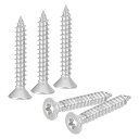 uxcell 100個セット フラットヘッドトルクスねじ M3 x 20mm 304ステンレス鋼 カウンターシンク自己穴あけ防犯木ねじ タンパープルーフねじ T10ビット対応 木材 フェンス デッキ用(シルバー)(4)