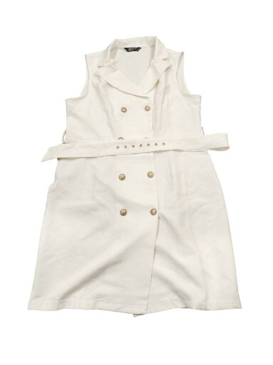 Allegra K ノースリーブドレス 通勤ワンピース ノッチドラペル ノースリーブ ベルト付き ブレザー レディース ベージュ S Allegra K ノースリーブドレス 通勤ワンピース ノッチドラペル ノースリーブ ベルト付き ブレザー レディース ベージュ S