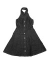 Allegra K デニムワンピース シャツドレス ホルターネック ノースリーブ ボタンダウン ジーンズ 夏 レディース ブラック L