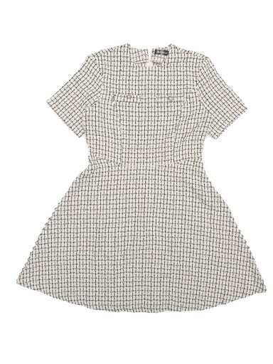 Allegra K レディース 半袖 チェック柄 ツイード ドレス ジッパー ボタン カジュアル ミニドレス アプリコット XS Allegra K レディース 半袖 チェック柄 ツイード ドレス ジッパー ボタン カジュアル ミニドレス アプリコット XS