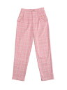 Allegra K ロングパンツ タータンチェック柄 ストレートウエストゴム ヴィンテージ レディース ピンク S(4)