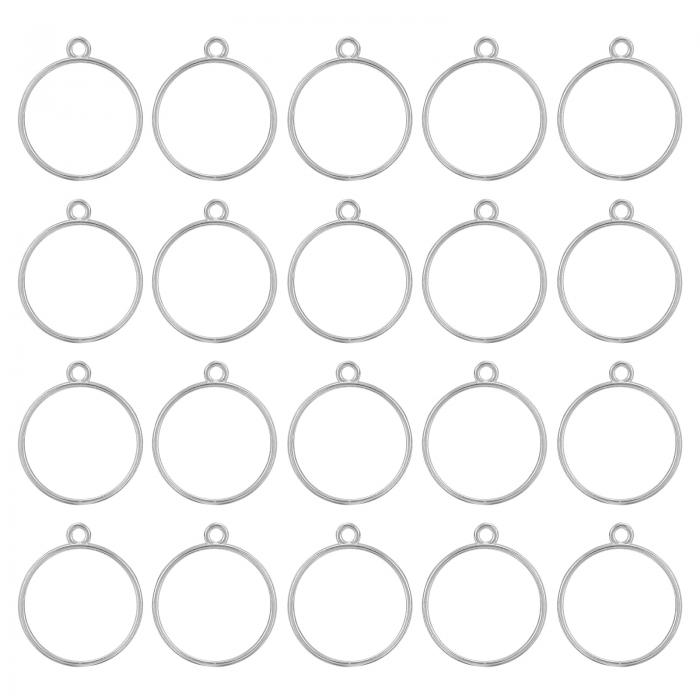 uxcell オープンバックベゼルペンダント 50個の丸いホローフレームチャ ームジオメトリック空白トレイ ..