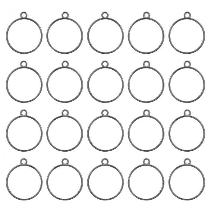 uxcell オープンバックベゼルペンダント 50個の丸いホローフレームチャ ームジオメトリック空白トレイ レジン宝石メイキングキャスティング ネックレス ブレスレット DIYクラフト（黒）