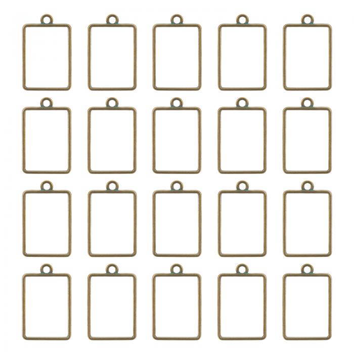 uxcell オープンバックベゼルペンダント 50個の長方形のホローフレームチャ ームジオメトリック空白ト..