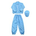 uxcell ESDラボコート 静電気防止服 科学ジャケット カフス ラ ペルカラー付き 帽子付き ユニフォーム 男女兼用 (ブルー 3XL)