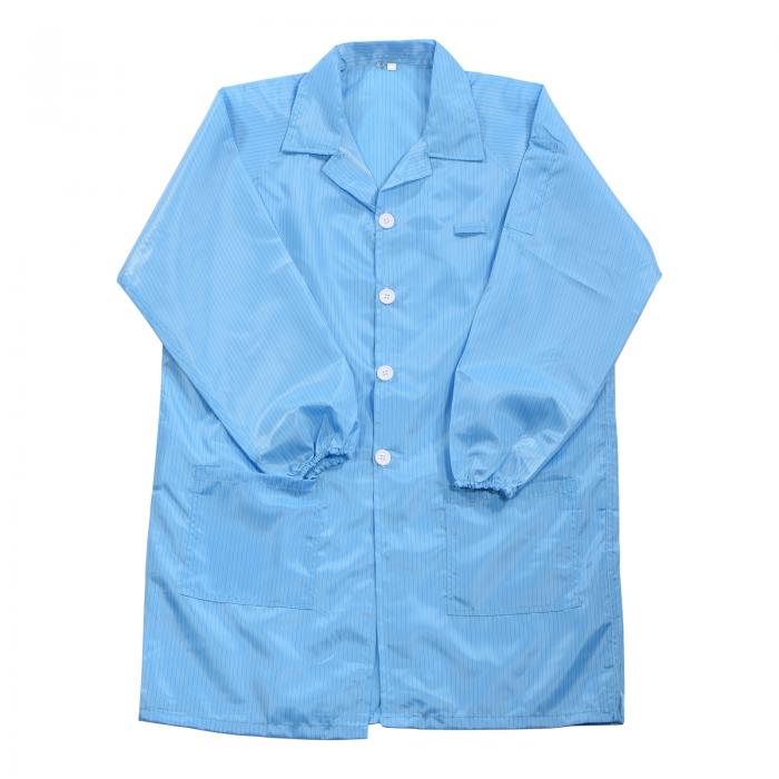 uxcell ESDラボコート 静電気防止衣類 科学ジャケット カフスラ ペルカラー付き ユニフォーム 男女兼用 (ブルー 2XL)