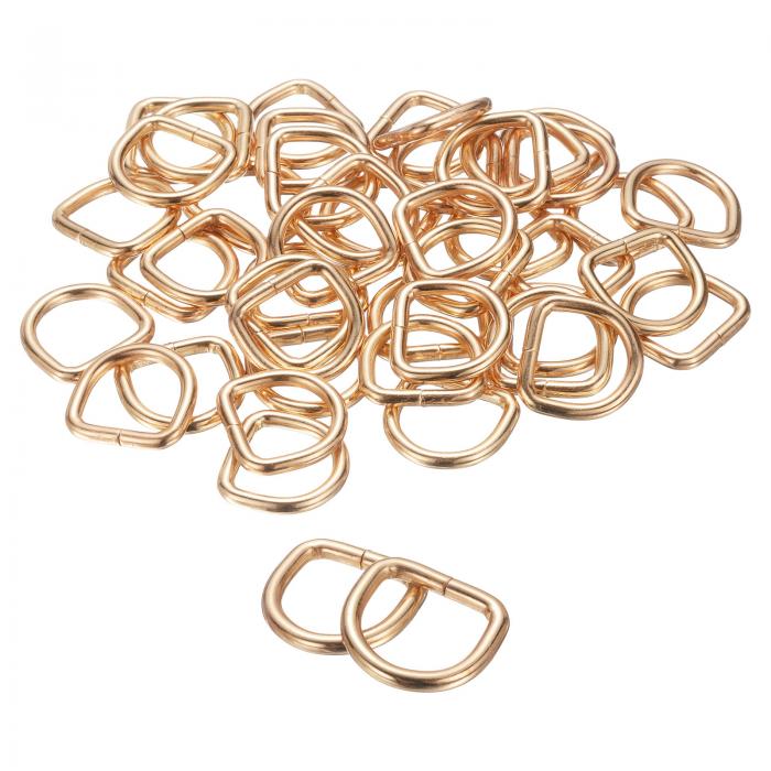 uxcell 100個 Dリング 5/8インチ (16mm) 金属電気めっき D字型バックルクリップ マルチパーパスバック..
