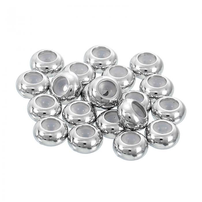 uxcell 35個 6mmx1.2mm 挿入用ゴムストッパー位置スペーサービーズ 宝石ブレスレット作り用 ステンレススチール製アジャスタブルスライダービーズ シルバー