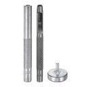 uxcell アイレット穴パンチダイツール 4.5mm/0.18" レザーホローホールパンチ 4.5mm 取り付けツール 45# スチールアイレットグロメットセッティングツールキット ベース付き ファブリック衣類クラフトバッグ用