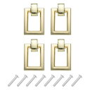 uxcell 角リングプルハンドル 2穴リングノブ ドレッサーハンドル ネジ付き 亜鉛合金 ドレッサー 引き出し 家具 クローゼット 食器棚 ハードウェア用 カッパー 4セット